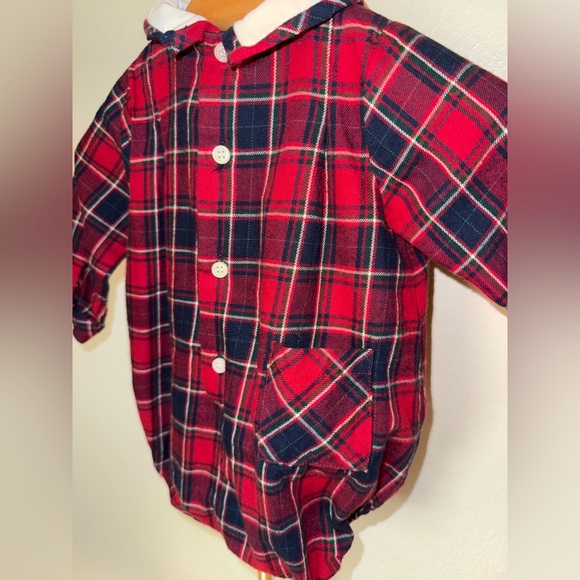 Sophie and Lucas red tartan long sleeve romper, size 6 mos - Picture 4 of 5